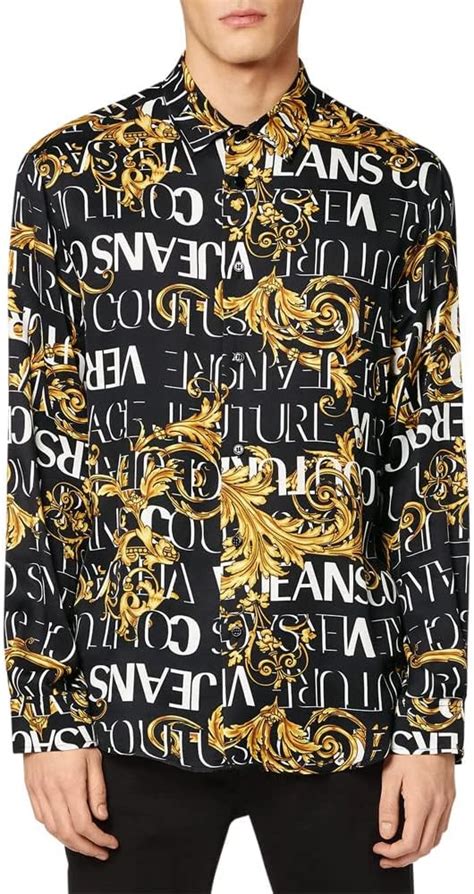 camicia nera fantasia simil versace|Camicie Versace da Uomo in Nero .